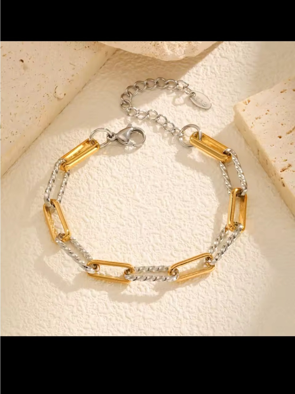 Anthropologie Two-Tone Gold and Silver Link Bracelet